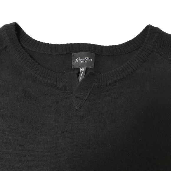 GOOD MAN V-Notch Merino Wool Sweater Men XXL Black Luxury Minimalistic Business - Picture 5 of 11